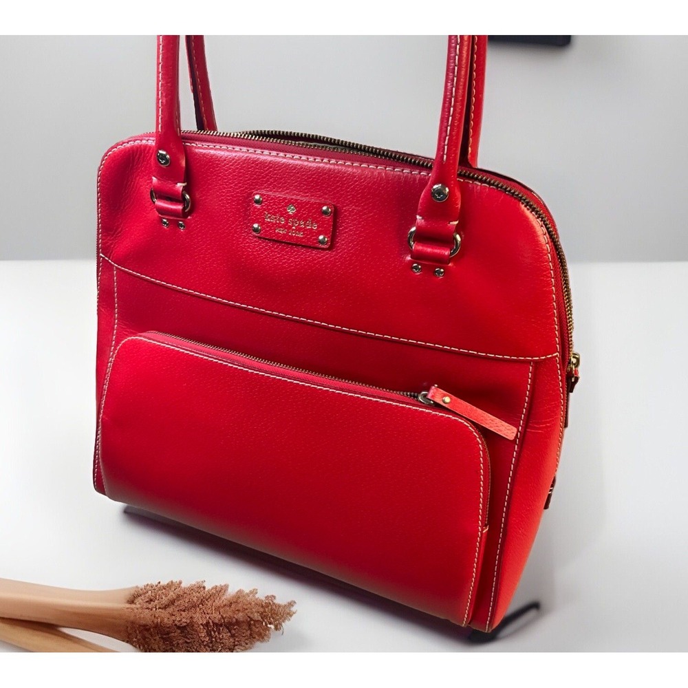 Kate Spade Wellesley Windsor Maeda Red Leather Satchel‎ Rolled Top Handle Bag